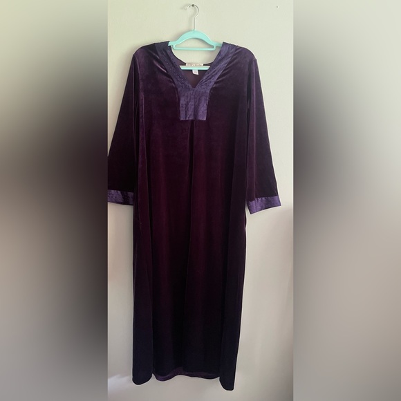 Oscar de la Renta Pink Label Evening Velvet Caftan, Housecoat, EUC, Size 1X - Picture 3 of 5